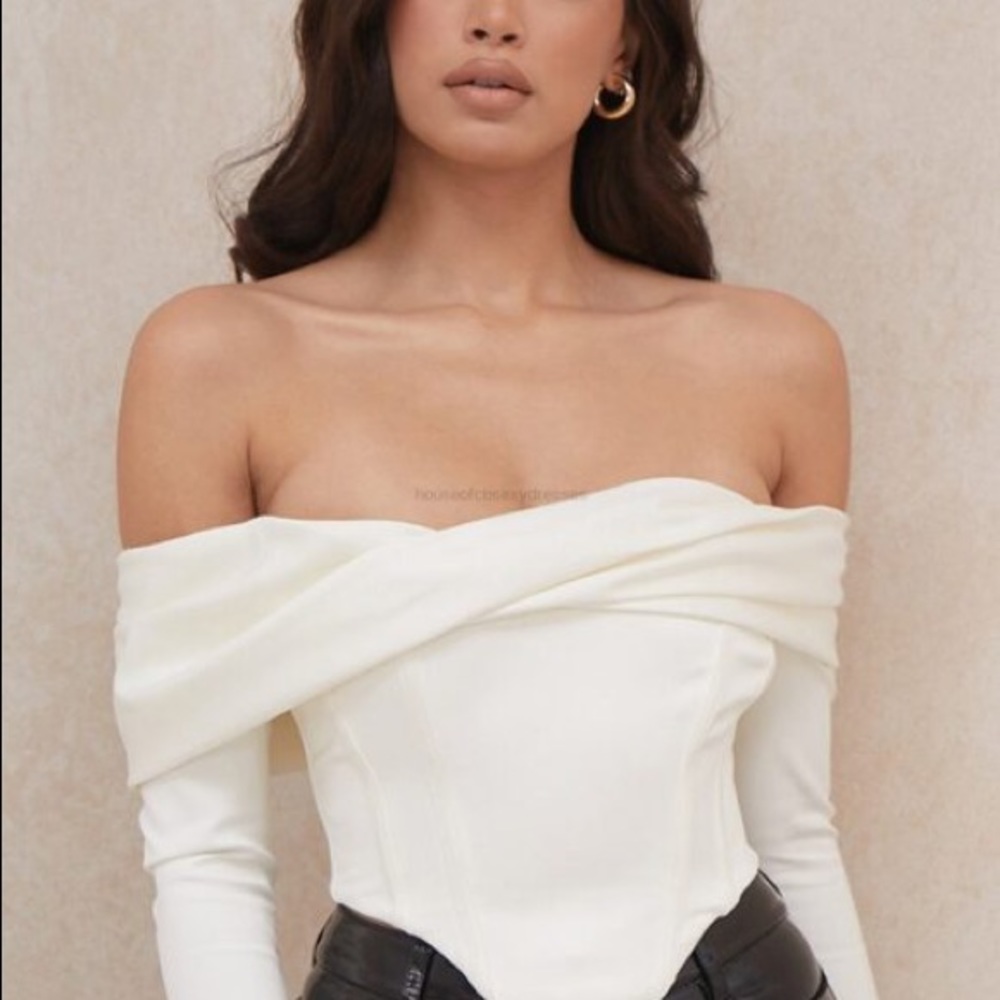 House of CB Off-Shoulder Cream Corset Top